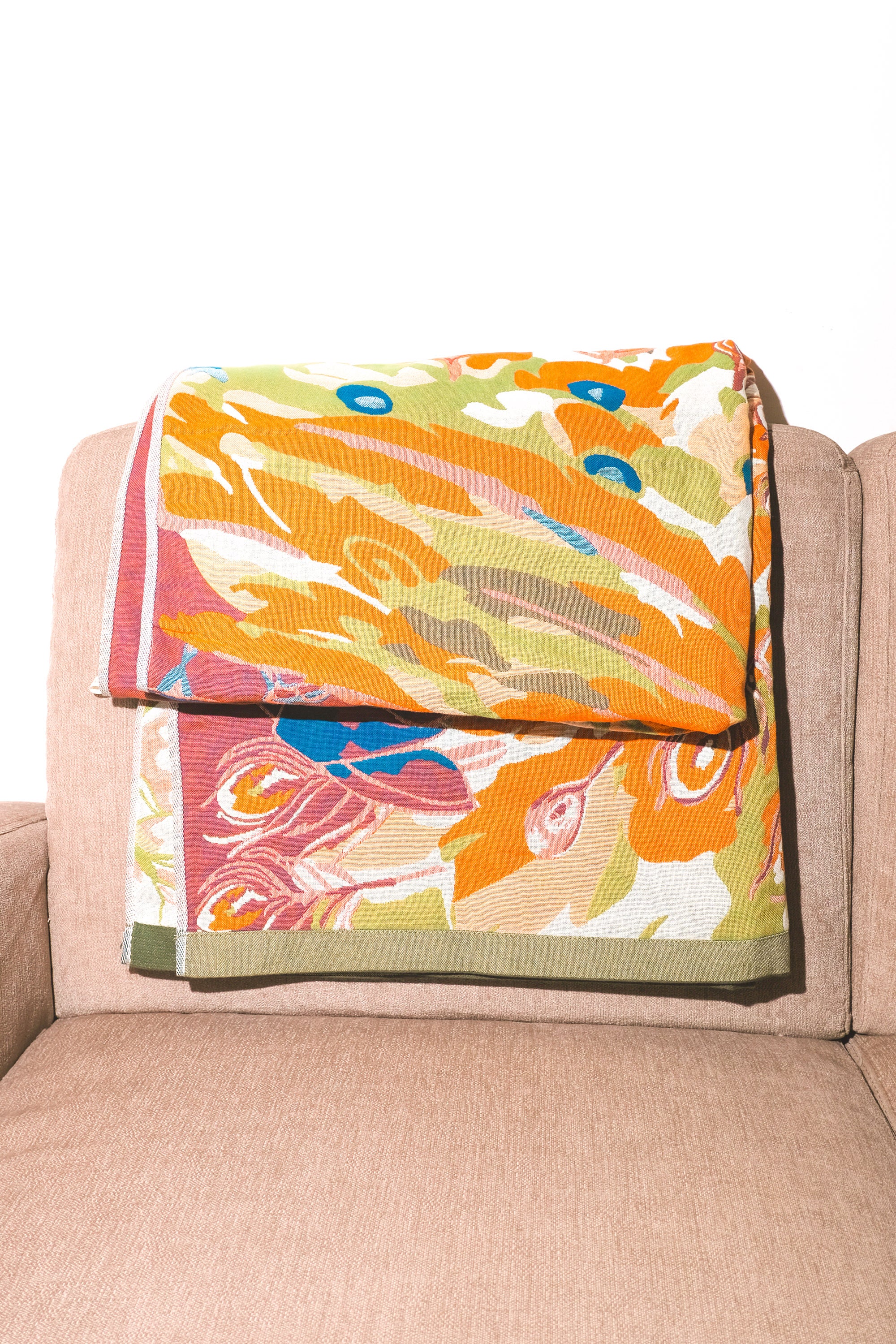 Bliss Heaven Muslin Bath Sheet Peacock Lotus