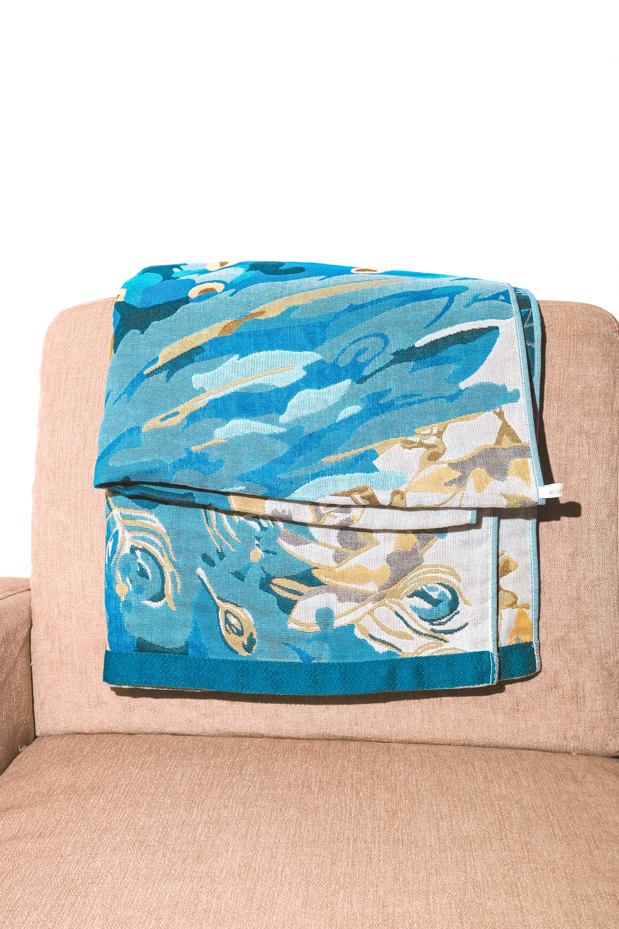 Bliss Heaven Muslin Bath Towel Peacock Butterfly