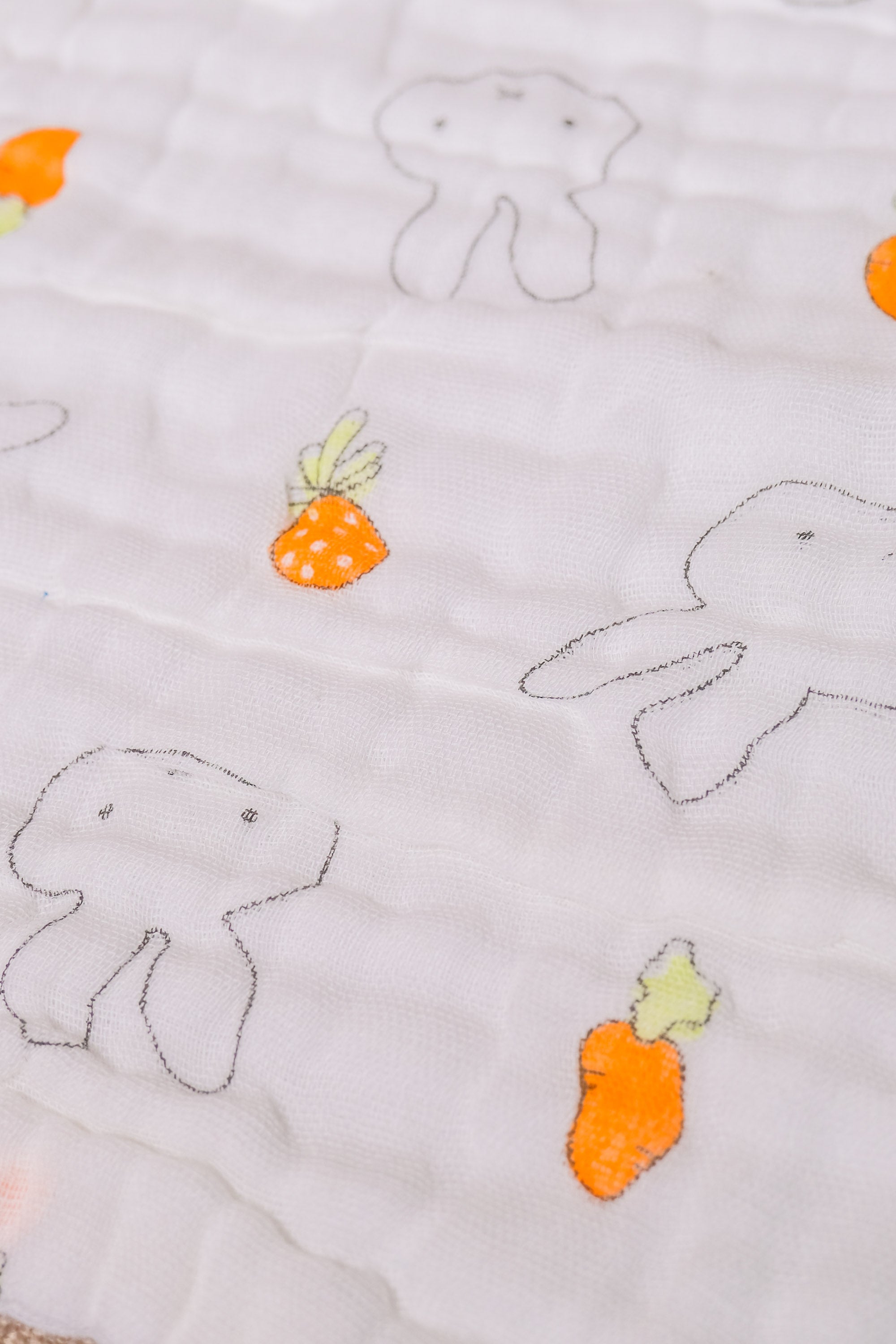 Bliss Nest Muslin Hand Towel Carrot Bunny
