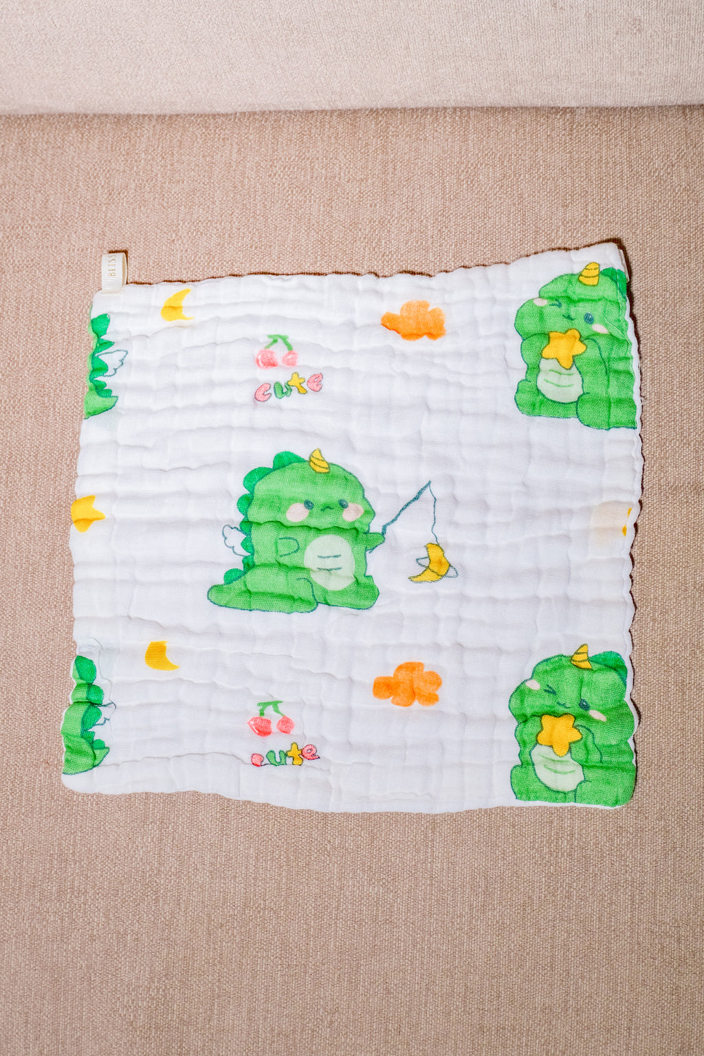 Bliss Nest Muslin Hand Towel Cute Dinosaur