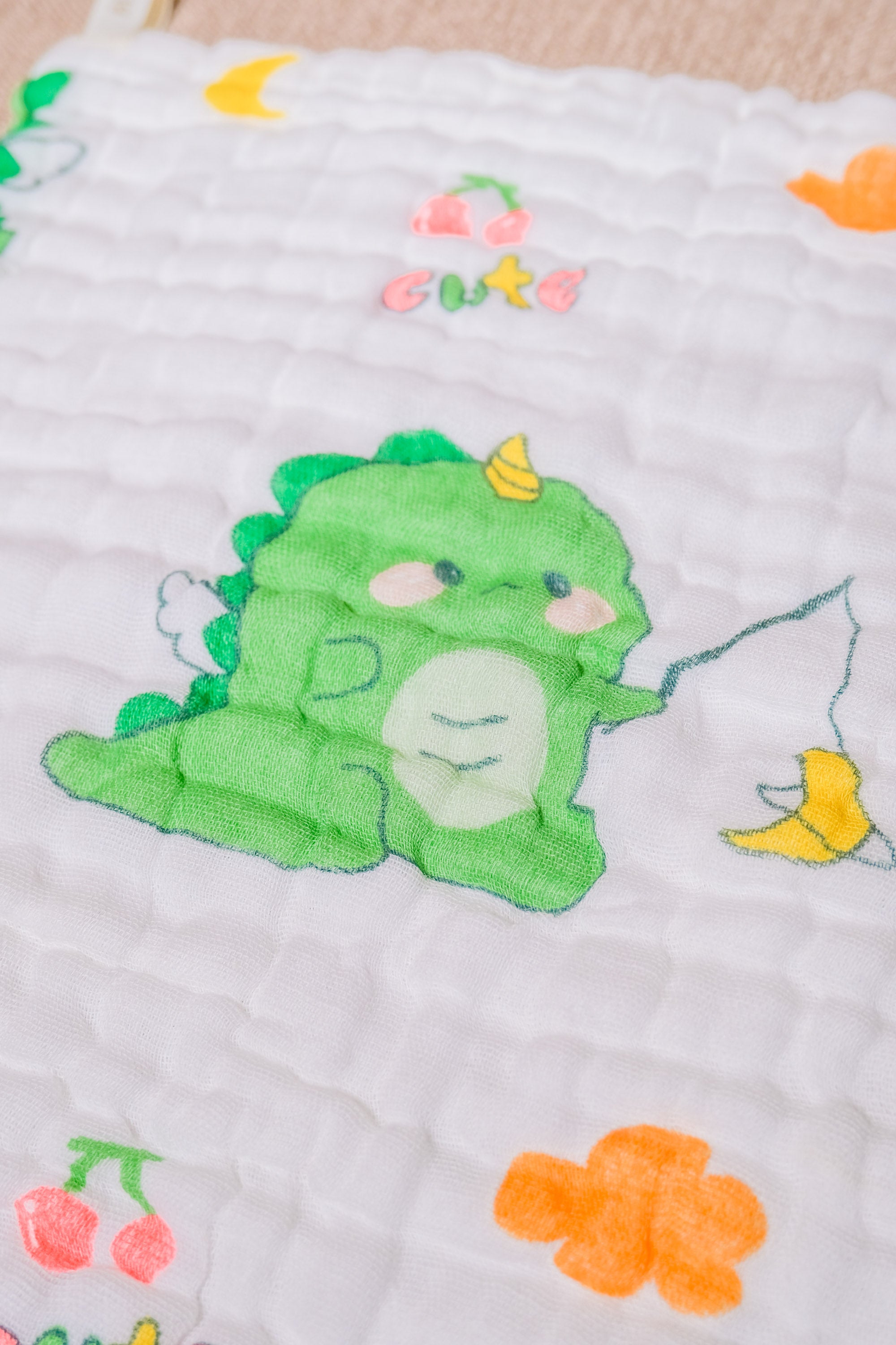 Bliss Nest Muslin Hand Towel Cute Dinosaur