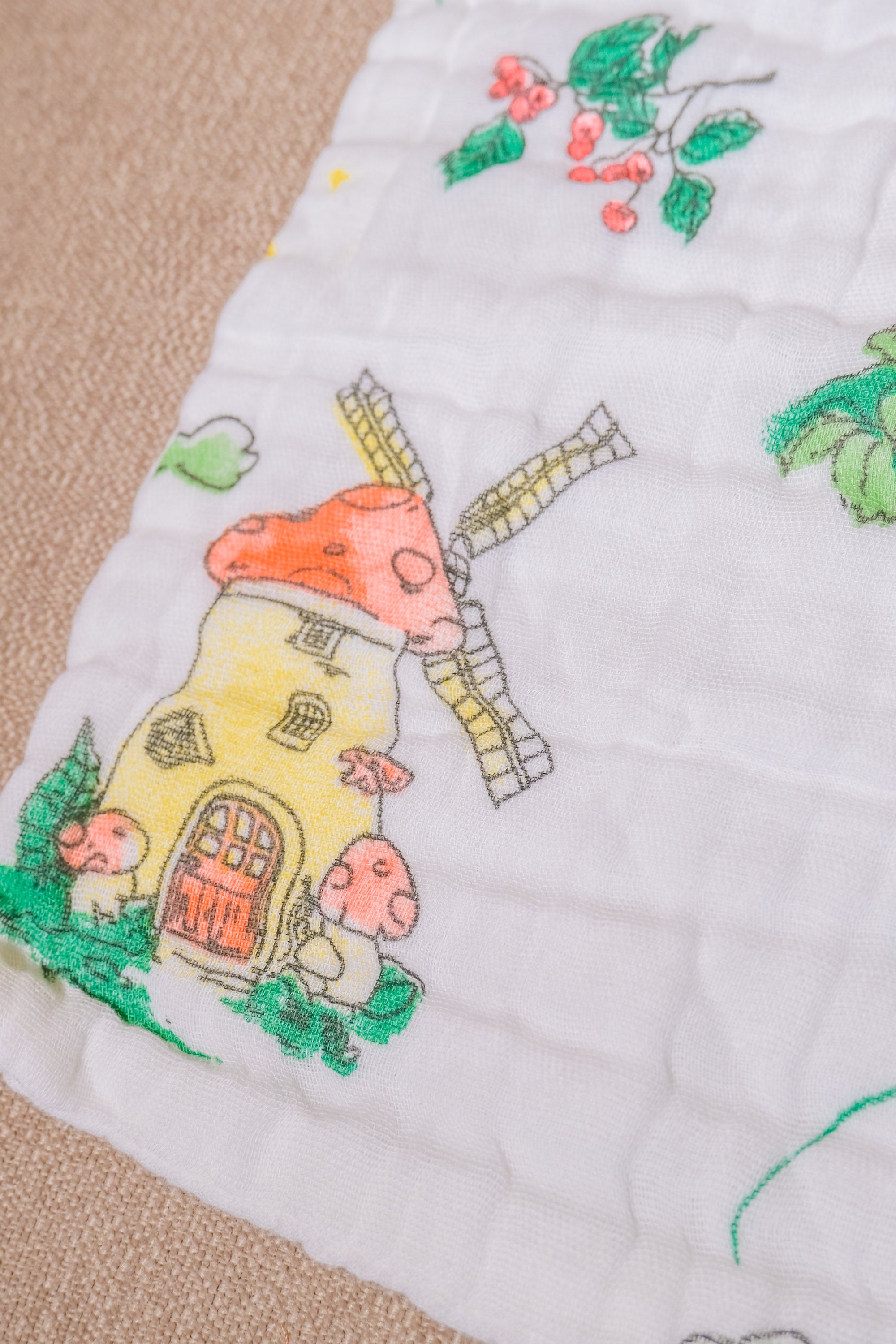 Bliss Nest Muslin Hand Towel Magic Mushroom