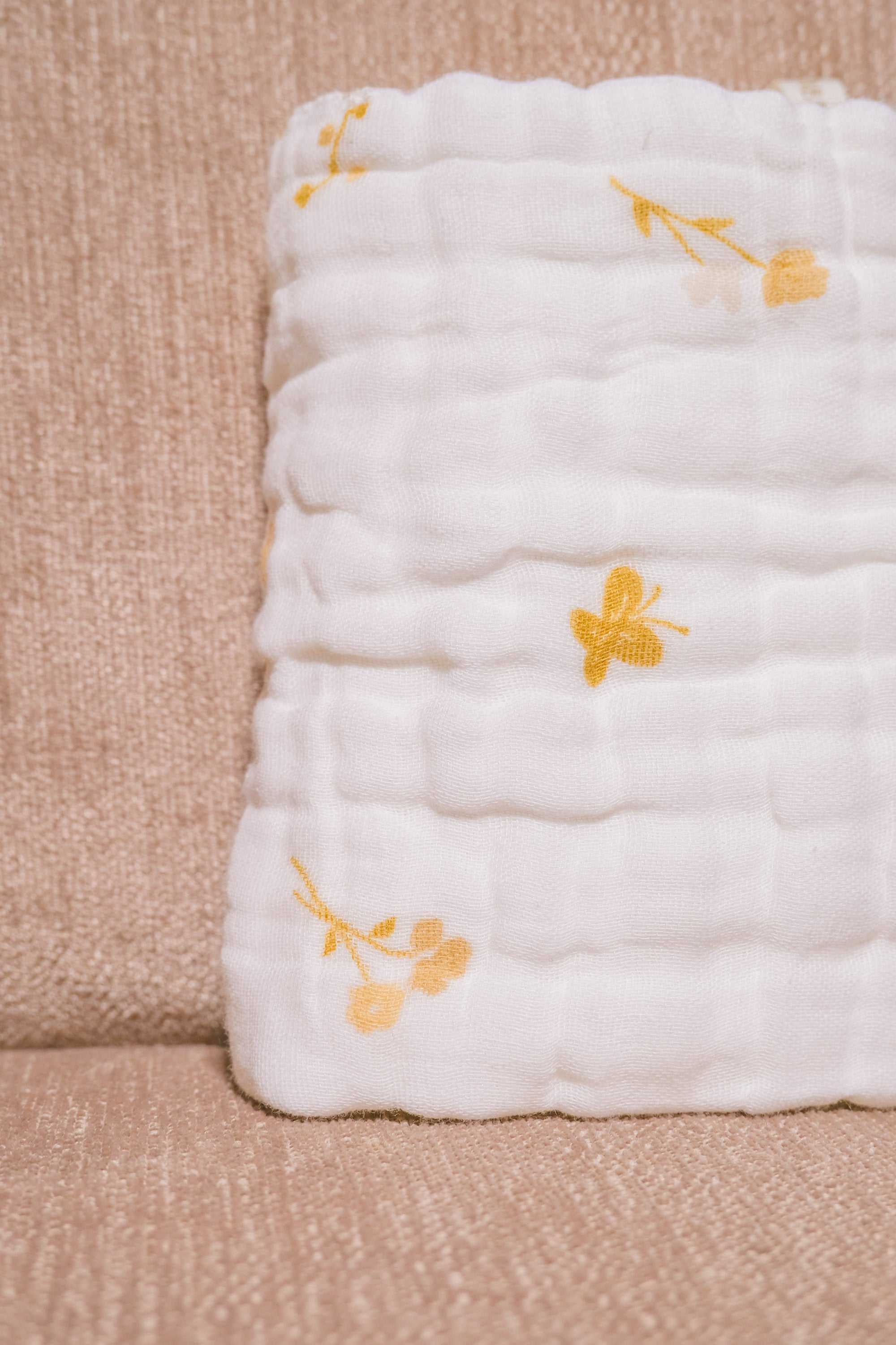 Bliss Nest Muslin Hand Towel Golden Flowers