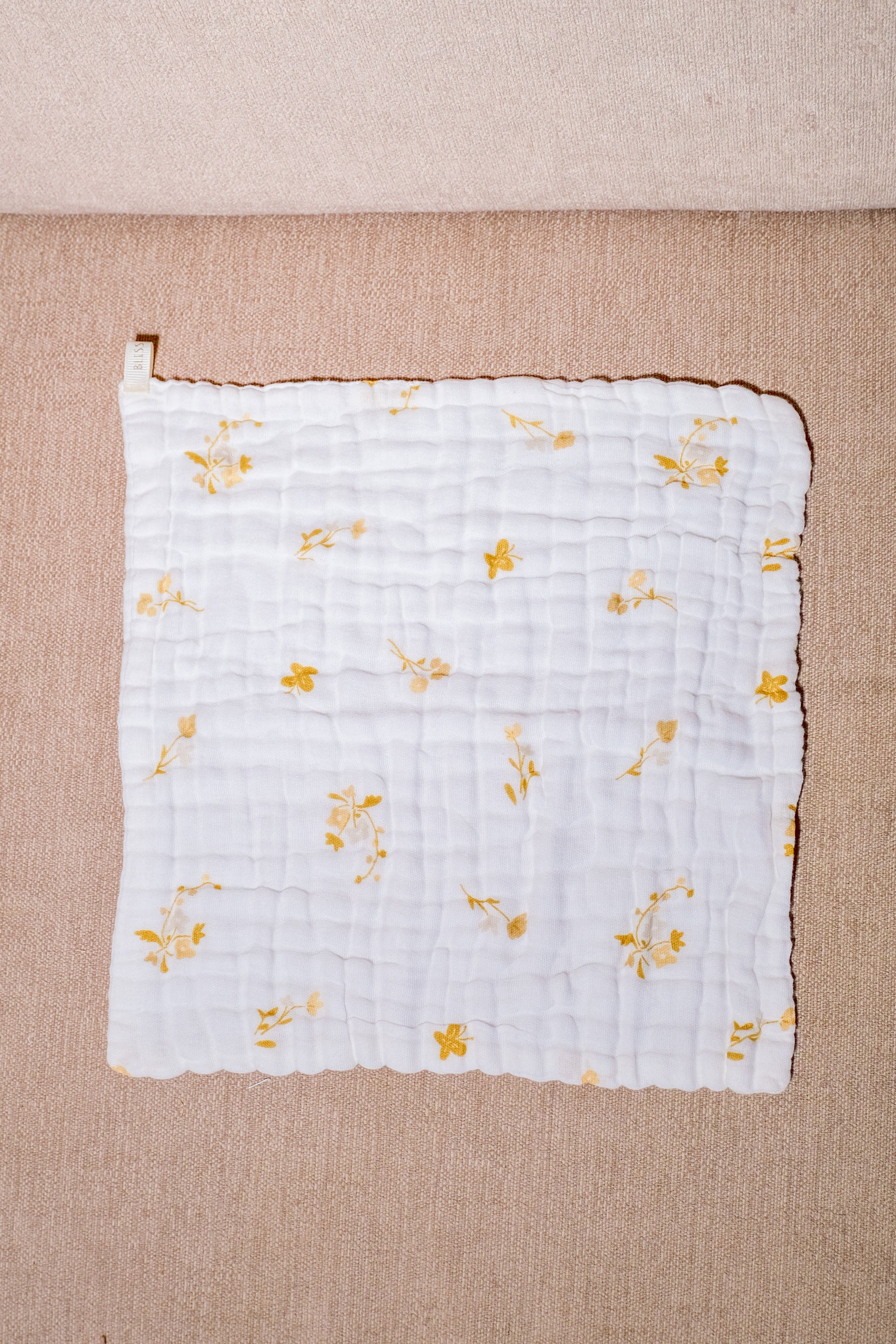 Bliss Nest Muslin Hand Towel Golden Flowers