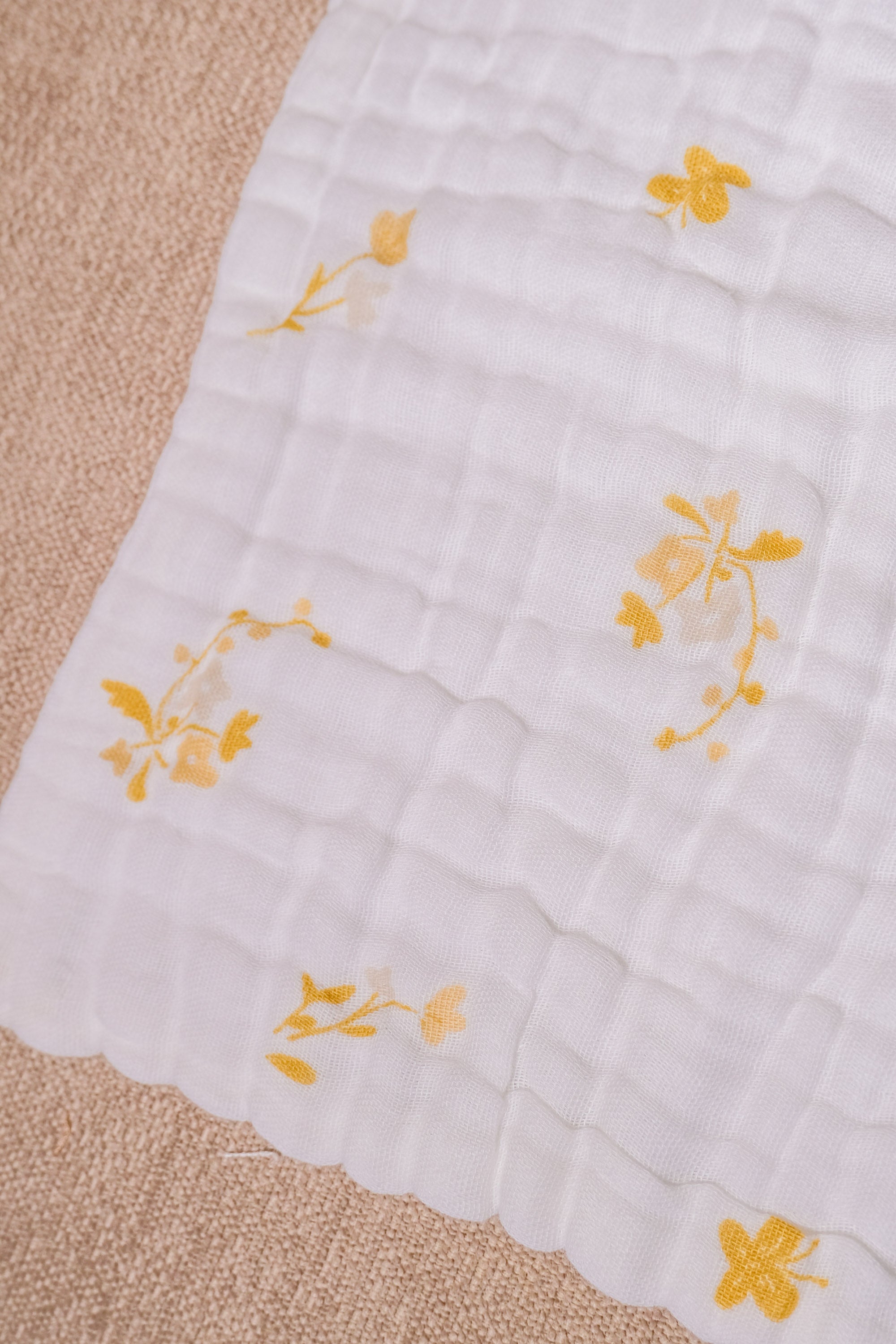 Bliss Nest Muslin Hand Towel Golden Flowers