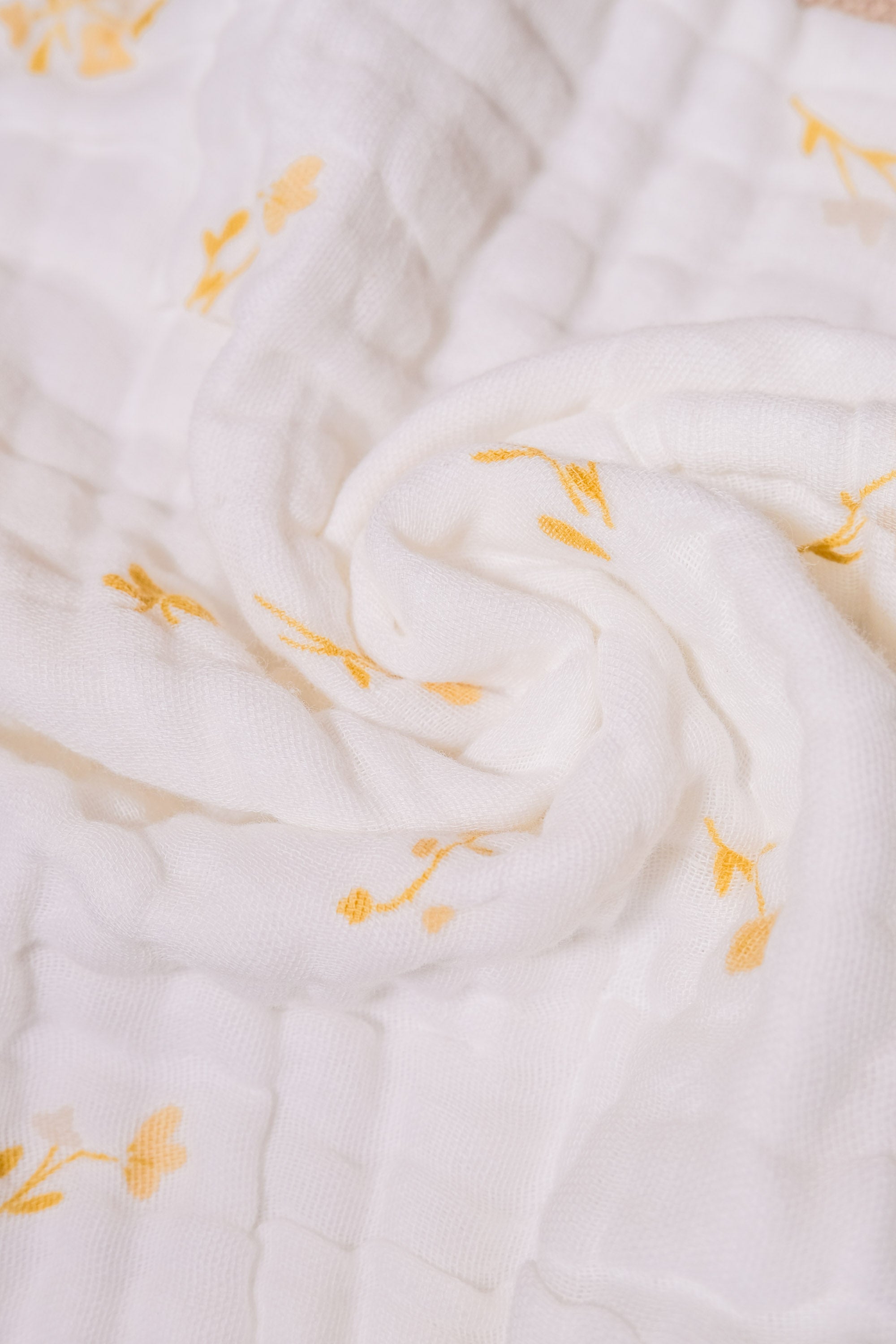 Bliss Nest Muslin Hand Towel Golden Flowers