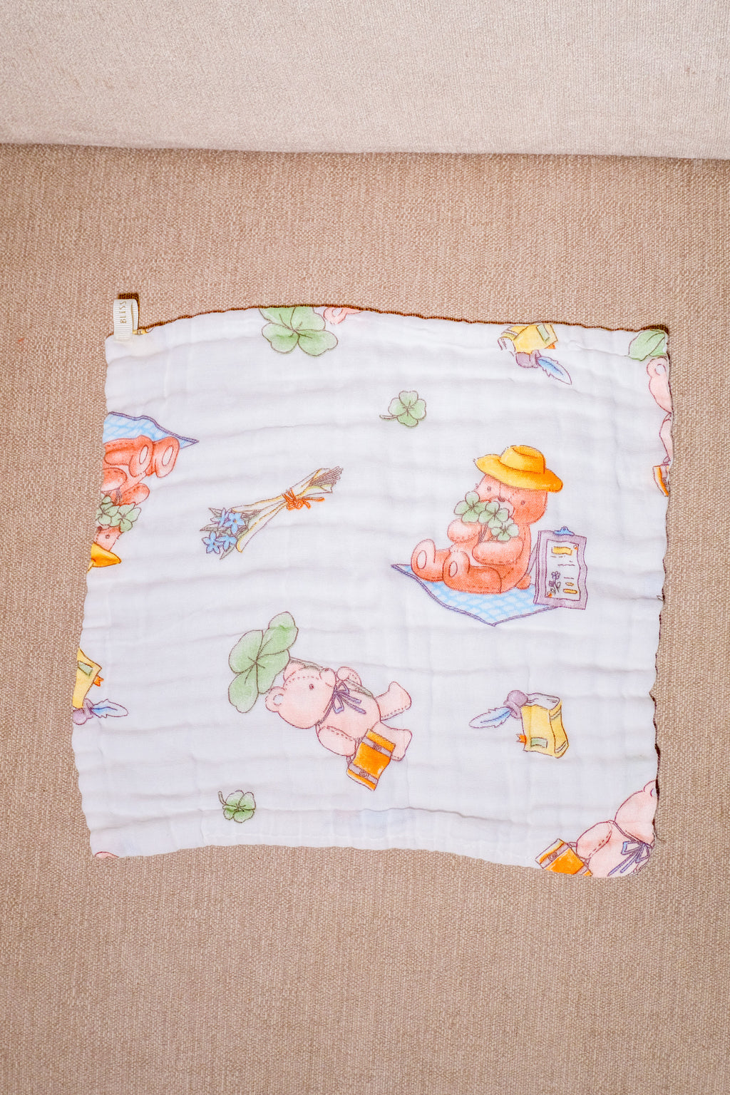 Bliss Nest Muslin Hand Towel Bear Picnic